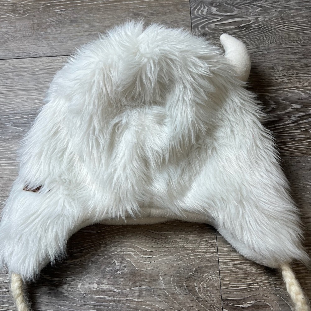 Knitwits Yeti Monster Trapper Hat Unisex OS White Wool Faux Fur Earflap Beanie - Picture 4 of 11